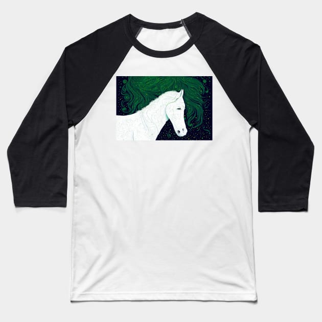 Graceful White Horse Baseball T-Shirt by rachelboucher